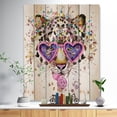 thumbnail image 2 of Designart 'Funny Leopard with Heart Glasses' Animal Print on Natural Pine Wood, 2 of 5
