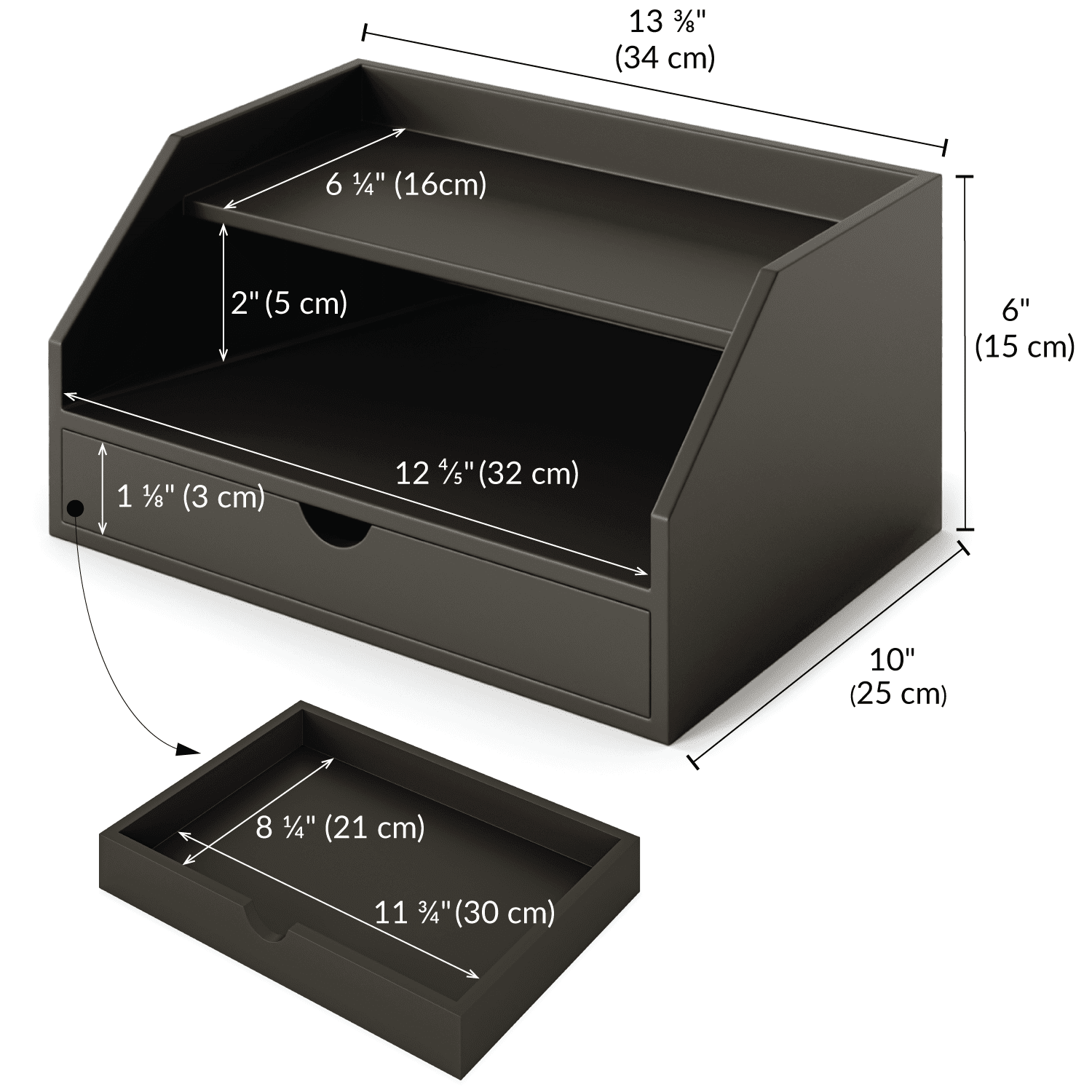 Ballucci Desk Organizer with Drawer, 3 Tier Paper File Holder and Mail Sorter, Black