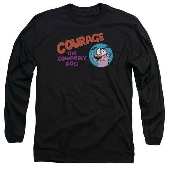 Courage The Cowardly Dog Courage Logo Long Sleeve Adult 18/1 T-Shirt Black