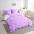 thumbnail image 3 of jejeloiu Leopard Cheetah Print 7-Piece Twin Bedding Sets,Jungle Animal Bedding Comforter Set,Pink Purple Ombre Sheet Sets For Kids,Luxury Bedroom Decor Reversible, 3 of 8
