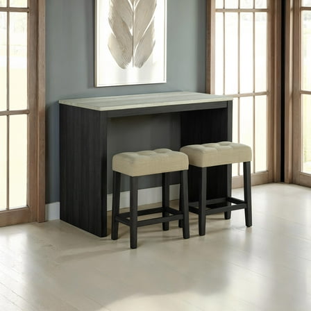 Furniture of America Kass 3-Piece Solid Wood Indoor Counter Height Dining Table Set, Black