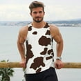 thumbnail image 6 of KLL Brown Cow Print Men's Muscle Gym Workout Stringer Tank Tops Bodybuilding Fitness T-Shirts Tank Tops Men-Large, 6 of 7