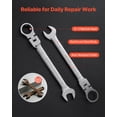 thumbnail image 5 of VEVOR Flex-Head Ratcheting Wrench Set, 30-Piece SAE and Metric, 72 Teeth, Cr-V Steel Ratchet Flexible Combination Wrench Set with Roll Up Pouch, for General Household and Automotive Repairs, Silver, 5 of 9
