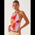 thumbnail image 4 of Top Corto Sin Mangas con Cuello Halter Y2K para Mujer, Estampado Floral, Espalda Abierta, Estilo Urbano de Verano Rosa M, 4 of 10