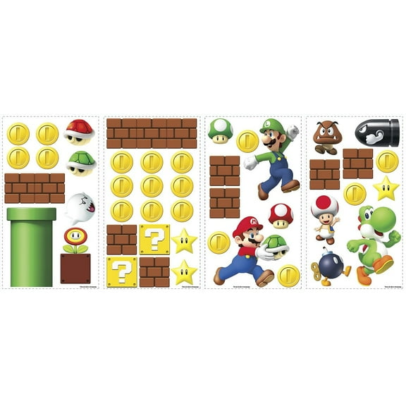 Nintendo Super Mario Build a Scene Peel and Stick Wall Decals by RoomMates, Child, Teen & Adults, RMK2351SCS