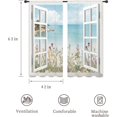 thumbnail image 2 of Ocean Beach Coastal Curtains Teal Blue Hawaiian Sea Floral Scenery Rustic Wildflower Plant Rod Pocket White Wooden Window Seascape Bedroom Living Room Treatment Fabric 2 Panels 42Wx63H Inch, 2 of 6
