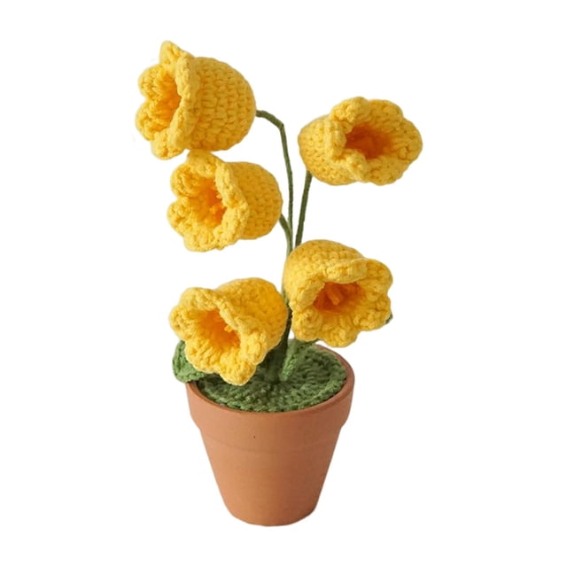 Adorno de flores artificiales tejidas a mano para interiores, ideal para decorar dormitorios y salas de estar. Amarillo