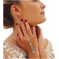thumbnail image 4 of Pulsera de dedo en capas Li build Pulsera de Anillo de dedo turquesa plateada Pulsera de cadena esclava turquesa Anillo de playa Pulsera de muñeca Joyería de cadena de mano para mujeres y niñas, 4 of 5