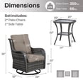 thumbnail image 5 of Bellefurn Outdoor Swivel Rocker Chairs Set of 2,Patio Wicker Swivel Glider Chairs Patio Rocking Chairs with Side Table Patio Furniture Set for Porch Deck Backyard Garden, 5 of 11