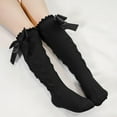 thumbnail image 5 of ZQUUVOU Girls Kids Knee High Socks Bow Ribbon Socks Solid Color Cotton Stocking Dancing Socks Comfortable Girls Toddler Stocking Black, 5 of 5