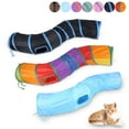 thumbnail image 1 of Flmtop S Shape Pet Cat Tunnel Funny Kitten Tube Collapsible Interactive Training Toy Rainbow, 1 of 9