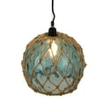 thumbnail image 1 of Blue Rope Wrapped Glass Pendant Light Coastal Ceiling Lamp, 1 of 4