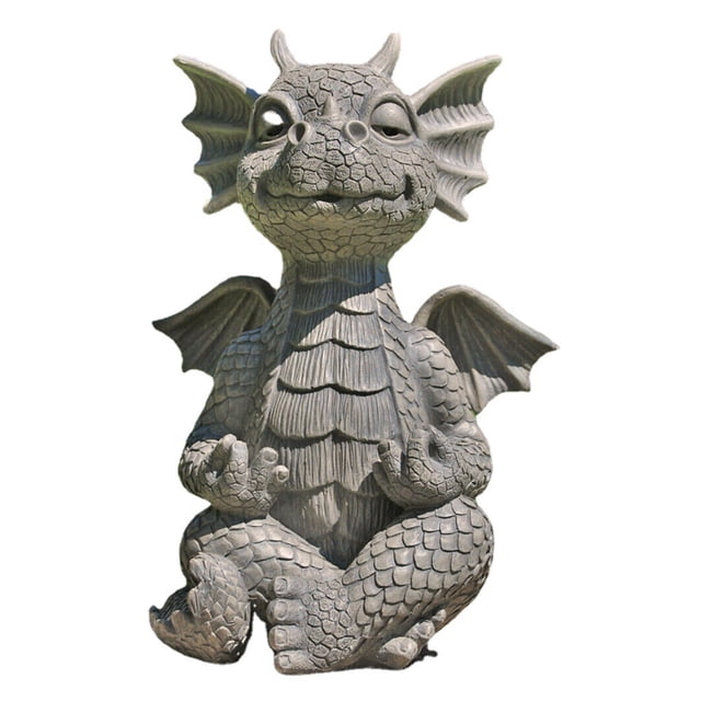 Estatua de dragón de jardín, divertido dragón de meditación y figuras que sostienen la lámpara para dormir, adornos de yoga Zen, patio al aire libre