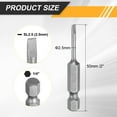 thumbnail image 2 of Uxcell 4pcs SL2.5 Slotted Screwdriver Bits 2.5mm Slotted Tip 1/4" Hex Shank 50mm (2") Long Magnetic Flat Head S2 Steel Screw Driver Drill Bits Industrial Power Screwdriver Bit, 2 of 7