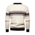 thumbnail image 6 of Men's New Horizontal Long Sleeve Tight Cuff Crewneck Sweater Fashion Casual Pullover (WHITE,M), 6 of 7