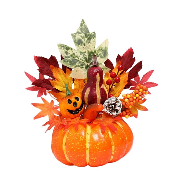 Adorno de calabaza de Halloween, centro de mesa de comedor, decoración artística novedosa para Estilo I