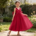 thumbnail image 4 of Ticikt Girls Flower Girl Dress Tulle Lace Wedding Party Bridesmaid Birthday Pageant Formal Dresses,Color:Red,Size:5-6 Years, 4 of 9