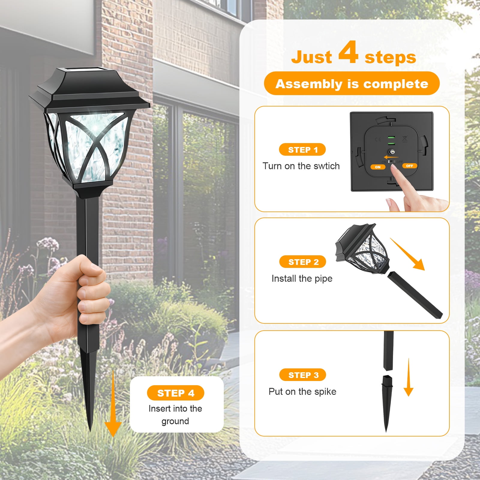 TopZoo Solar Lights Outdoor Pathway, 6 Pack Solar Garden Stake Lights for Yard Patio Walkway Planter Pool, LED Waterproof, Cool White