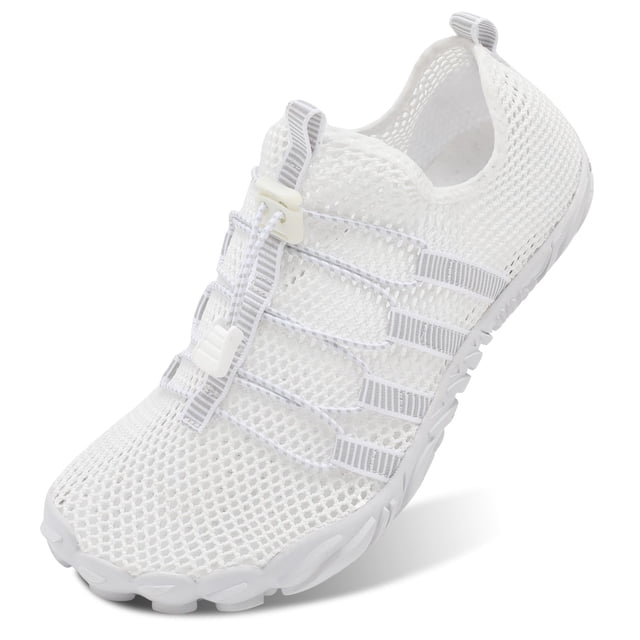 Zapatillas acuáticas L-RUN para senderismo para mujer y hombre descalzo, color blanco EU42