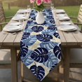 thumbnail image 6 of Table Runners 72 Inches Long, Blue Palm Leaves Cotton Linen Kitchen Dining Coffee Table Runner for Party Home Decor, Farmhouse Summer Beige Tropical Plants Tabletop Dresser Scarves 14x72 Inch, 6 of 9
