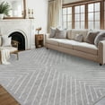 thumbnail image 1 of HIWEAVER Large Washable Rug 9' x 12' Area Rug for Living Room Modern Geometric Striped Non Slip Neutral Indoor Decor Carpet, Light Grey, 1 of 8