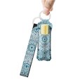 thumbnail image 4 of WIRESTER Lipstick Chapstick Holder Keychain Neoprene Lip Balm Holder Cover With Wristlet Keychain Lanyard for Women - Teal & White Mandala, 4 of 6