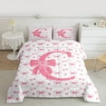 thumbnail image 2 of Homewish Initial Alphabet D Girl 3 Pieces Queen Comforter Set,Kawaii Pink Bowtie Ultra Soft Bedding Sets,Dreamy Princess Bedding Comforter Set,Super Cozy Room Decor,Reversible, 2 of 8