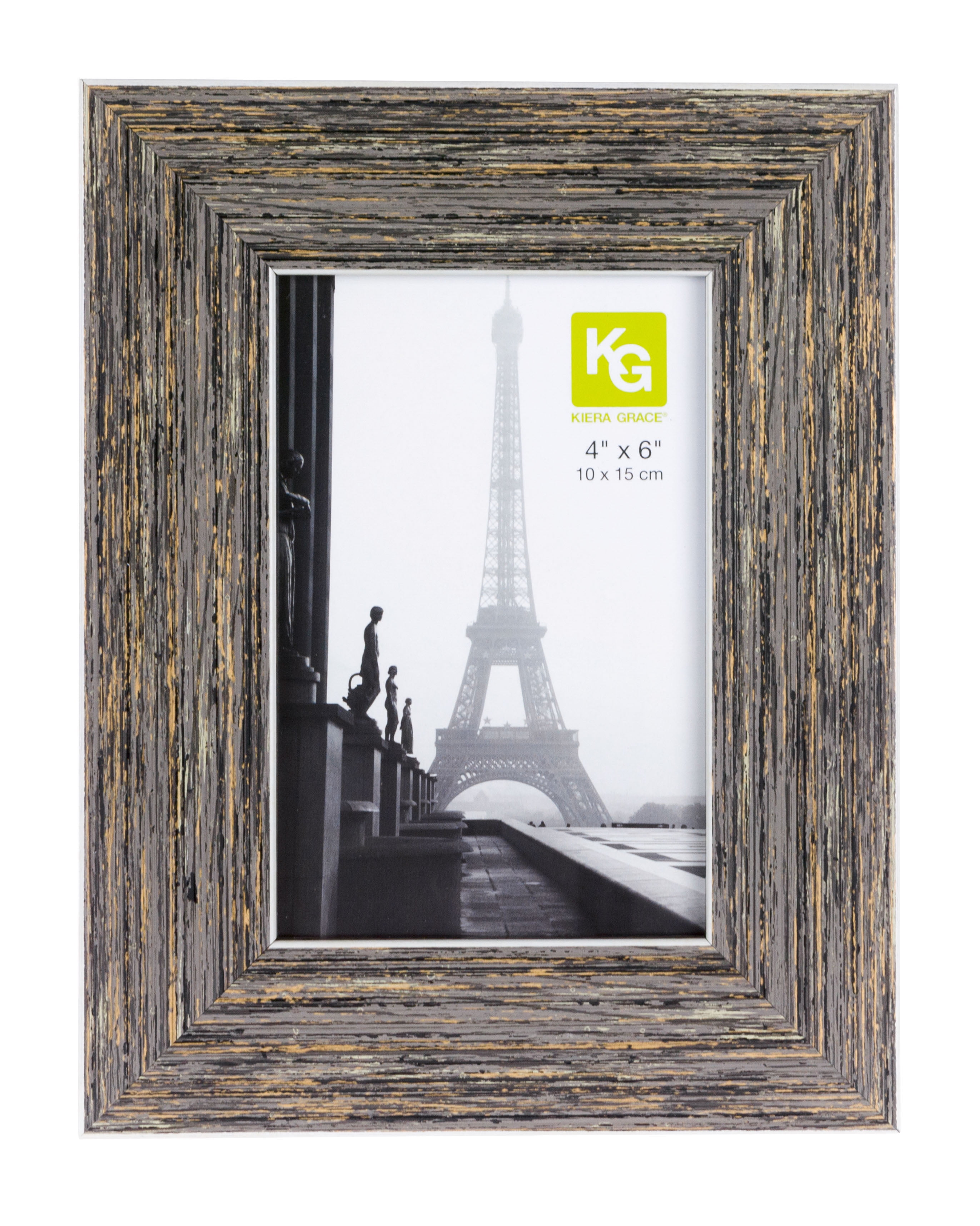 Plastic Resin 4 by 6-Inch kieragrace Emery Picture Frame Weathered Barnwood Finish