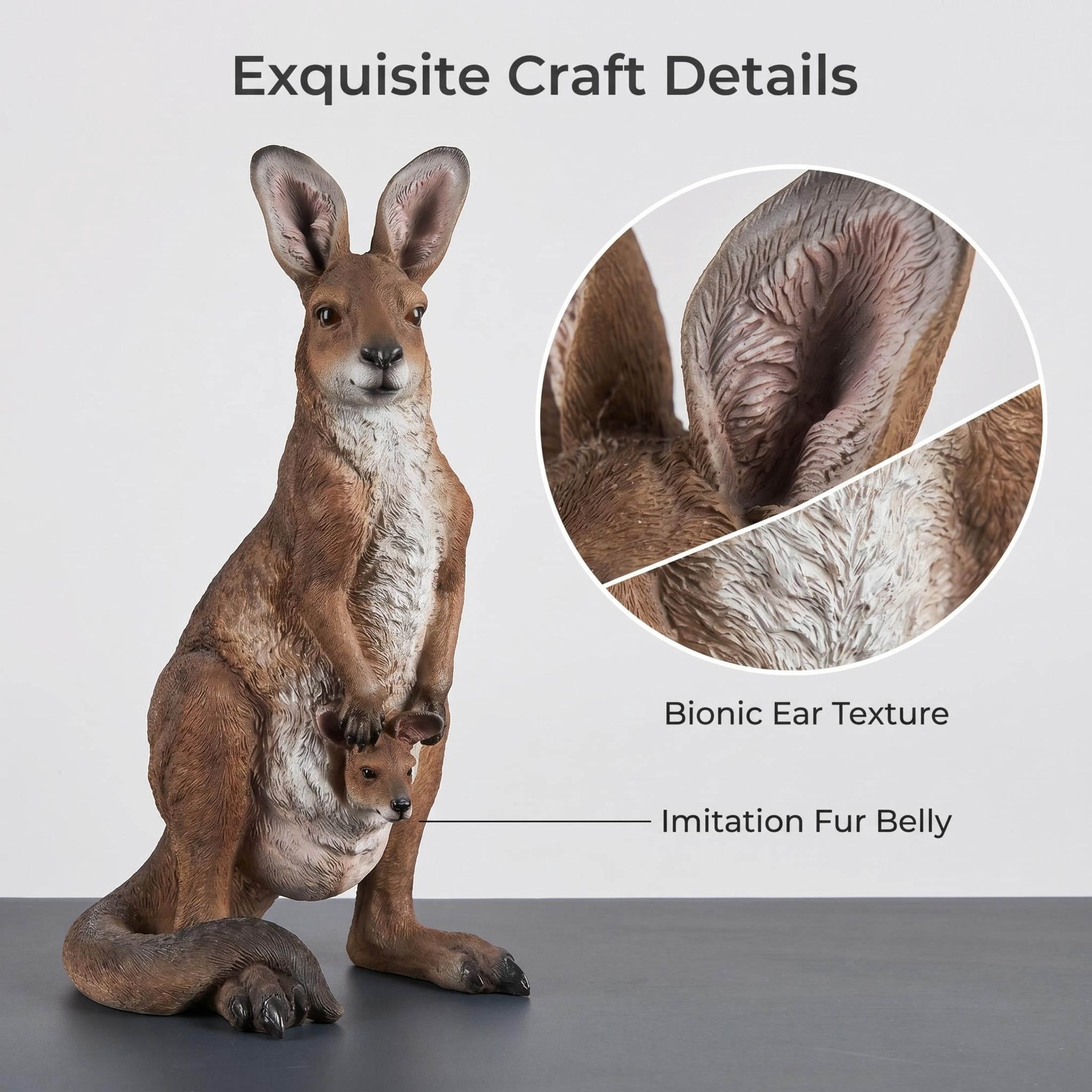 GDF Studio Kangaroo Resin Indoor/Outdoor Guardian Statue, Weather-Resistant Decor Figurine for Garden & Courtyard
