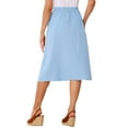 thumbnail image 3 of INSPIRE CHIC Midi Skirts for Women Casual High Elastic Waist Button Pleated a Line Skirts Dress with Pockets S Light Blue, 3 of 5