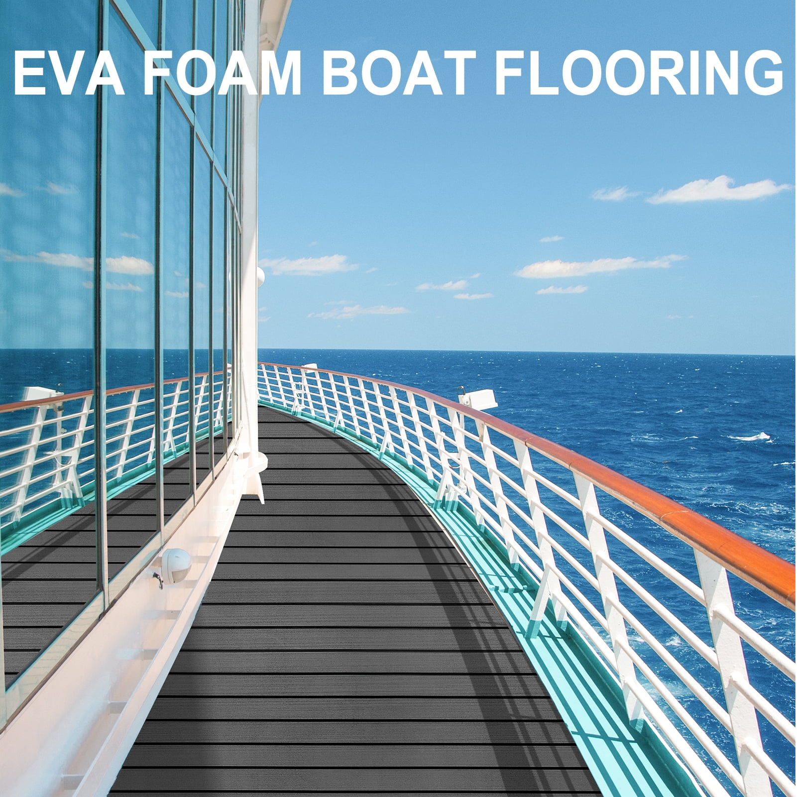 EVA Foam Boat Decking Sheets 15" x 94" - 7mm Thick Non-Slip Faux Teak Marine Flooring Mat for Kayak RV Yacht Motorboat Skateboard Skimboard Step Pool Garden