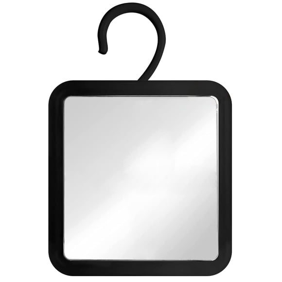 MIRRORVANA Espejo de ducha colgante sin niebla para afeitarse con gancho giratorio 360 – antivaho e inastillable superficie de 6.3 x 6.3 pulgadas (negro)