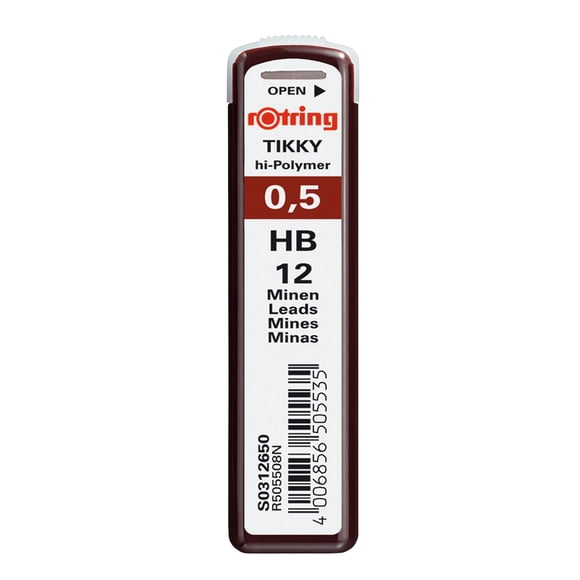 Recambios de plomo RoTring Tikky Hi-Polymer 0,5 mm HB (312650) x12