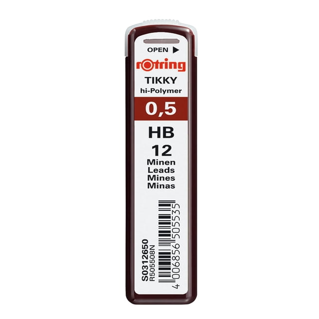 Recambios de plomo RoTring Tikky Hi-Polymer 0,5 mm HB (312650) x12