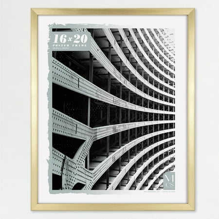 MCS Foundation 16x24 Poster Frame Traditional Brass, Vertical & Horizontal Wall Hanging Large Picture Frame for Photos, Posters & Art Prints (1-Pack)