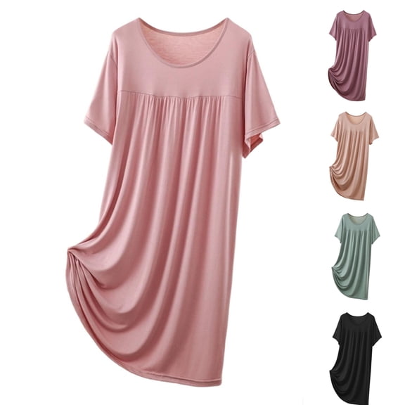 Bixock Nightgowns for Women Short Sleeve Nightshirt Soft Plus Size Sleepwear Casual Pajamas Dress Loungwear Sleepwear