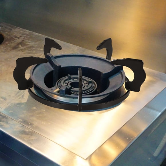 FOMIYES Soporte De Wok Para De Gas En Hierro Fundido Negro Con Estructura Estable Y Antideslizante