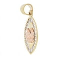 thumbnail image 3 of 14k Tricolor Gold, Religious Baptism Christening Pendant Charm Filigree 13mm with 20" Dainty Neck Chain, 3 of 7