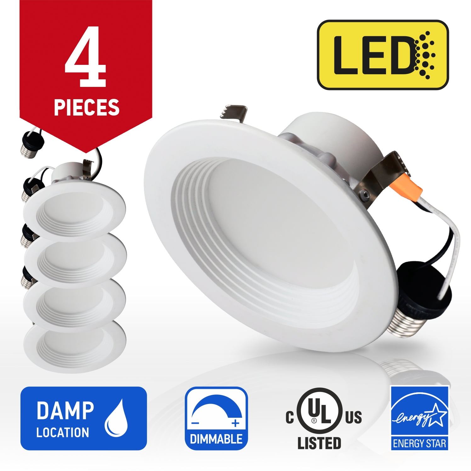 INHOME 4inch LED Downlight RETROFIT KIT Recessed Lighting Fixture, 10