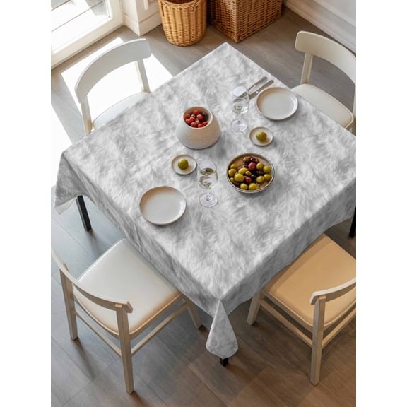 White Fur Patterned Tablecloth Square Table Cloth 60x60, Waterproof Tablecloth Outdoor Table Cloth, Pure Solid Minimalist Modern Color Washable Table Cover for Kitchen Dinning Party