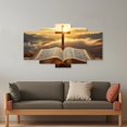 thumbnail image 2 of ZHONGYUTONG Cross Canvas Wall Art 5 Piece Holy Bible and Cross Pictures Christian Religious Painting for Church Prayer Room Decor Framed (8x14inx2pcs 8x18inx2pcs 8x22inx1pcs), 2 of 5