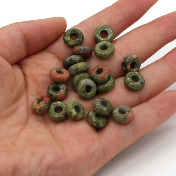 Nuevo 10 unids/lote de cuentas de ágatas naturales con forma de ábaco, cuentas de piedra Natural con agujero grande, tamaño 5x10mm para hacer joyería, collar, agujero de 4mm Tan Jianjun unisex