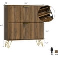 thumbnail image 2 of Shoe Storage Cabinet with 2 Flip Drawers, 31.5" W Fluted Shoe Cabinet for Entryway, Hidden Shoe Cabinet Storage, Narrow Free Standing Shoe Orgnaizer Rack Cabinet for Foyer Hallway, Natural, 2 of 17