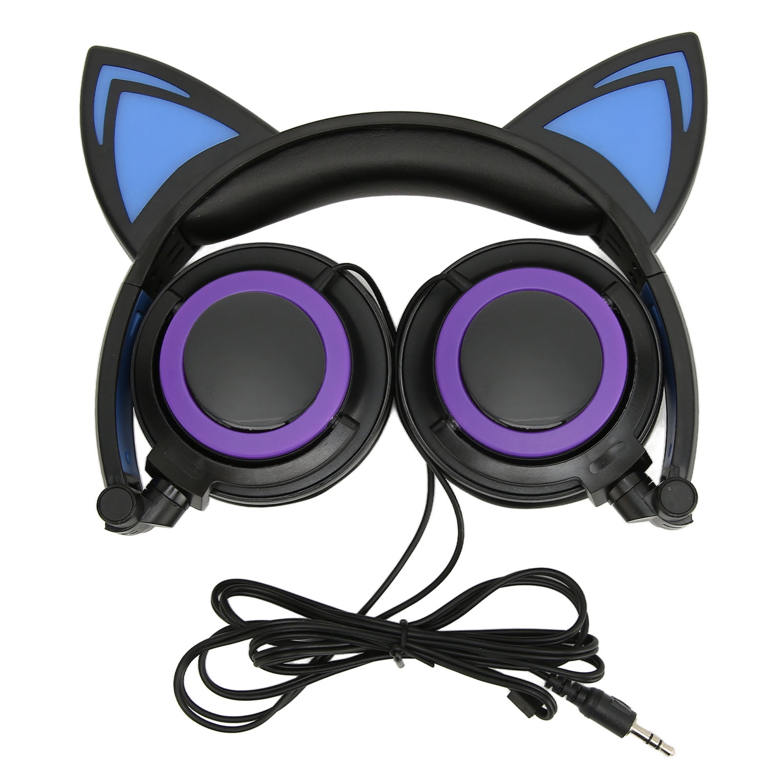 ZOUSSIQI Cat Ear Wired Headphone Noise Reduction Cute Kids Cartoon