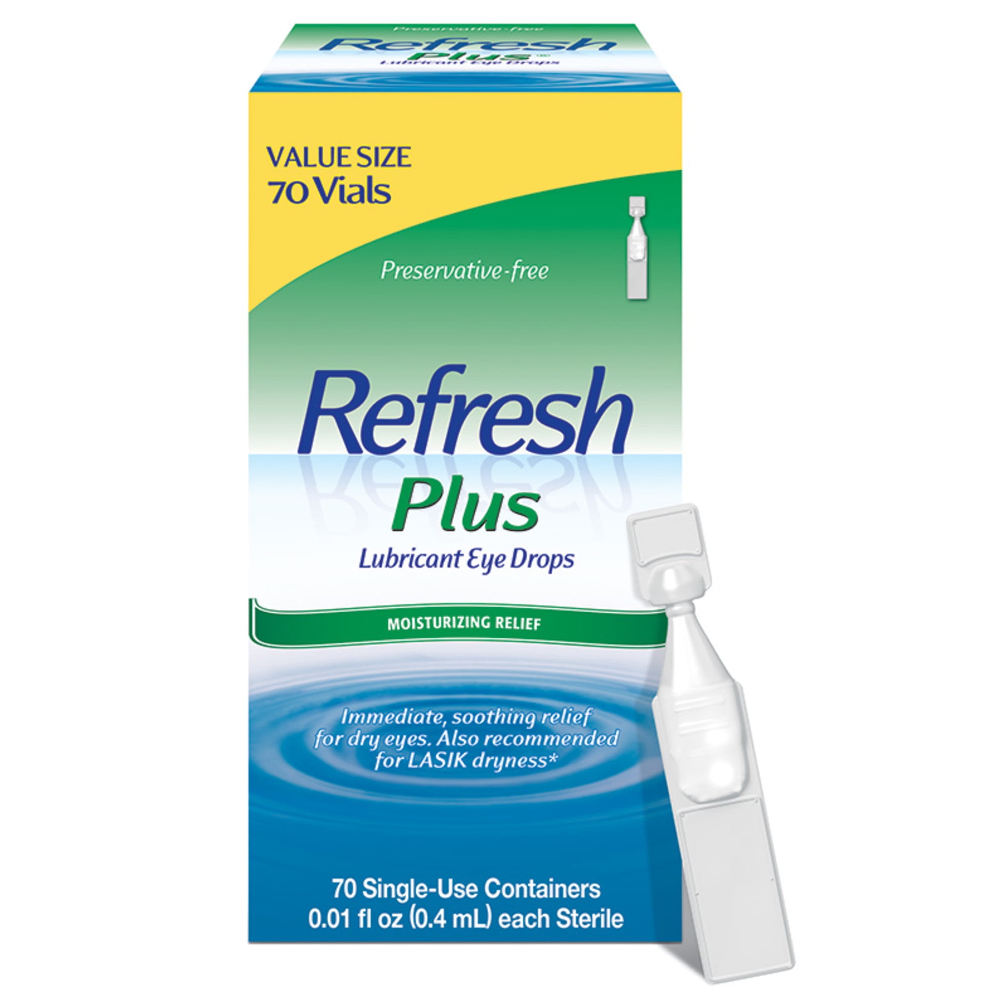 Refresh Plus Lubricant Eye Drops Non-Preserved Tears, 70 Single-Use Containers, 0.01 fl oz (0.4 mL)
