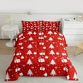 thumbnail image 2 of Manfei Red White Xmas Queen Comforter Set for Children, Merry Christmas Bedding Sets, Happy New Year Festival Bedding Comforter Set, Microfiber Bedroom Decor, Reversible 3 Pieces, 2 of 8