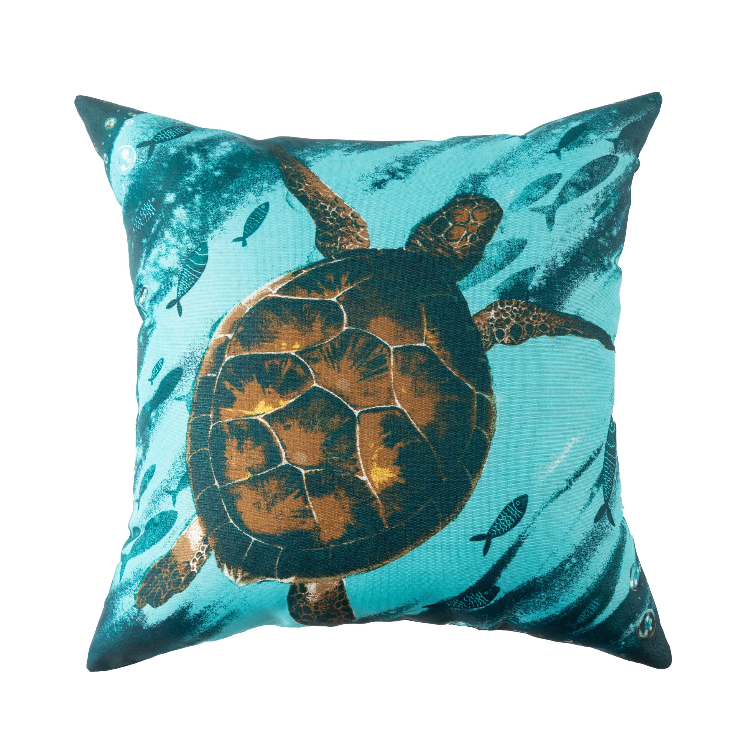 Mainstays Coastal Turtle Reversible Outdoor Throw Pillows, 2-Pack, 16 in, Blue
