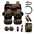 thumbnail image 2 of XYZCANDO American Flag Bear Seat Belt Cover Car Seat Cover Keychain Lipstick Cover Car Trash Can Steering Wheel Cover Center Mirror Cover Coasters Personalized Easy Installation Suitable for Men, 2 of 5