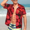 thumbnail image 5 of Lsque Strawberry Red pattern Hawaiian Shirt for Men, Unisex Summer Beach Casual Short Sleeve Button Down Shirts-Small, 5 of 9