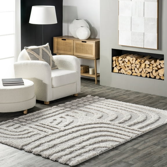 nuLOOM Maureen Modern Shag Beige 4' x 6' Modern Area Rug